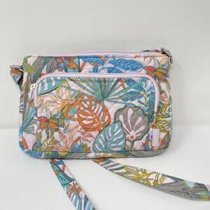 Vera Bradley Utility Crossbody Bag Rain Forest Canopy Adjustable Straps Tropical